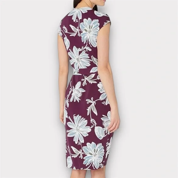 Purple and Blue Floral Wrap Dress - Picture 3 of 10